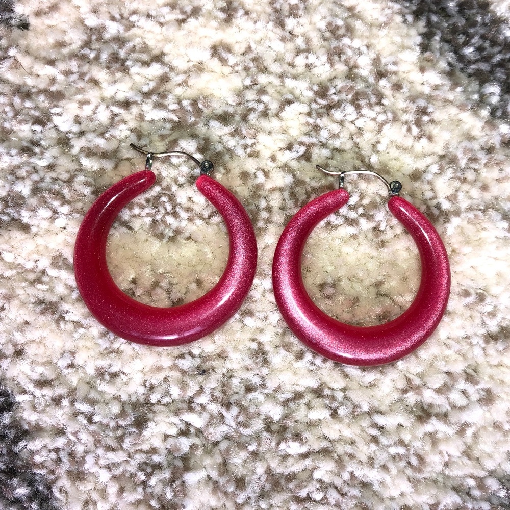 Pink Hoop Earrings